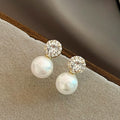 Zircon Round Pearl Earrings