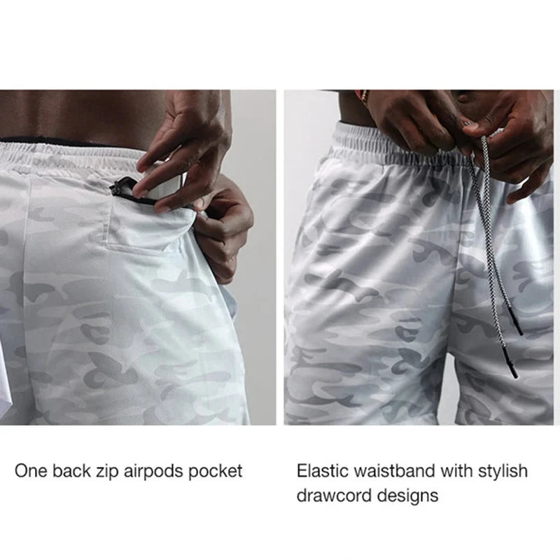 Men Running Shorts 2 in 1 Double-deck Sport Shorts