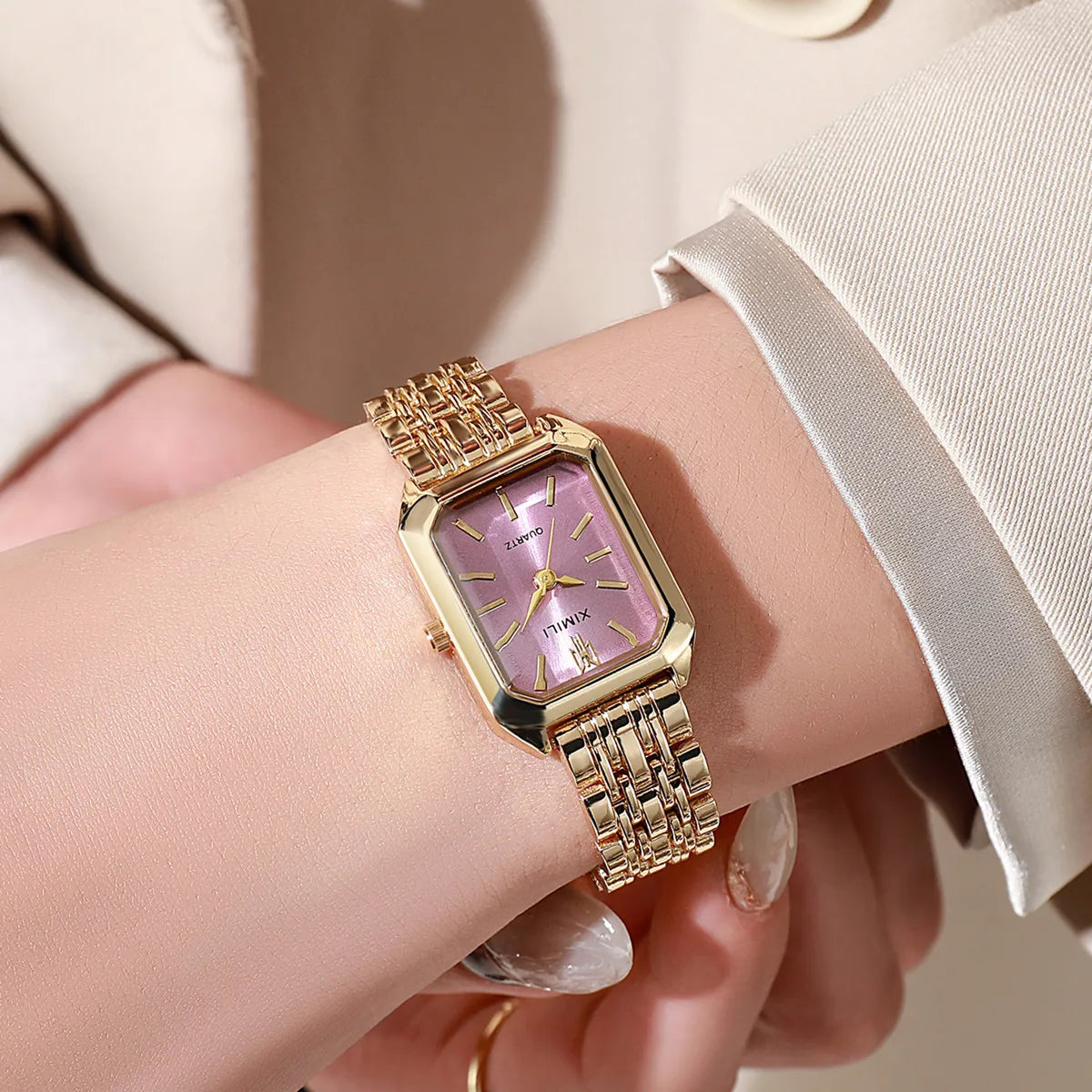 Fashion Quartz Watch Simple Scale Square