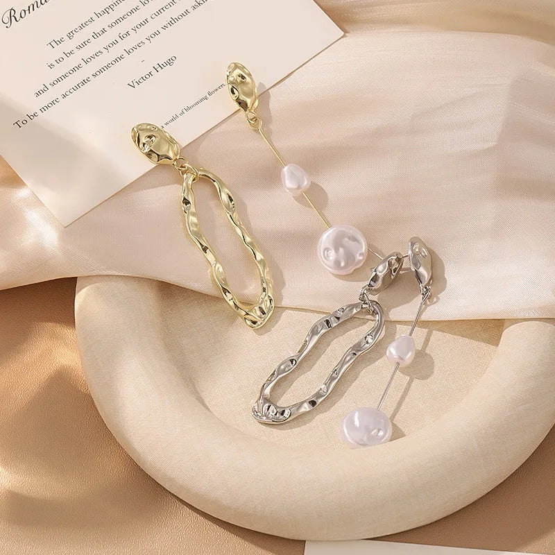 Asymmetrical Baroque Pearl Stud Earrings