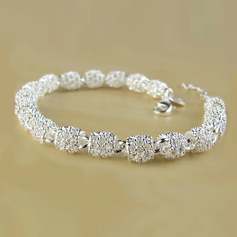Sterling Silver Bracelet Zirconia Geometric Chain