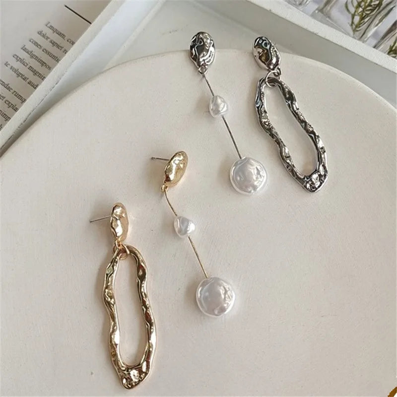 Asymmetrical Baroque Pearl Stud Earrings