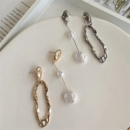 Asymmetrical Baroque Pearl Stud Earrings
