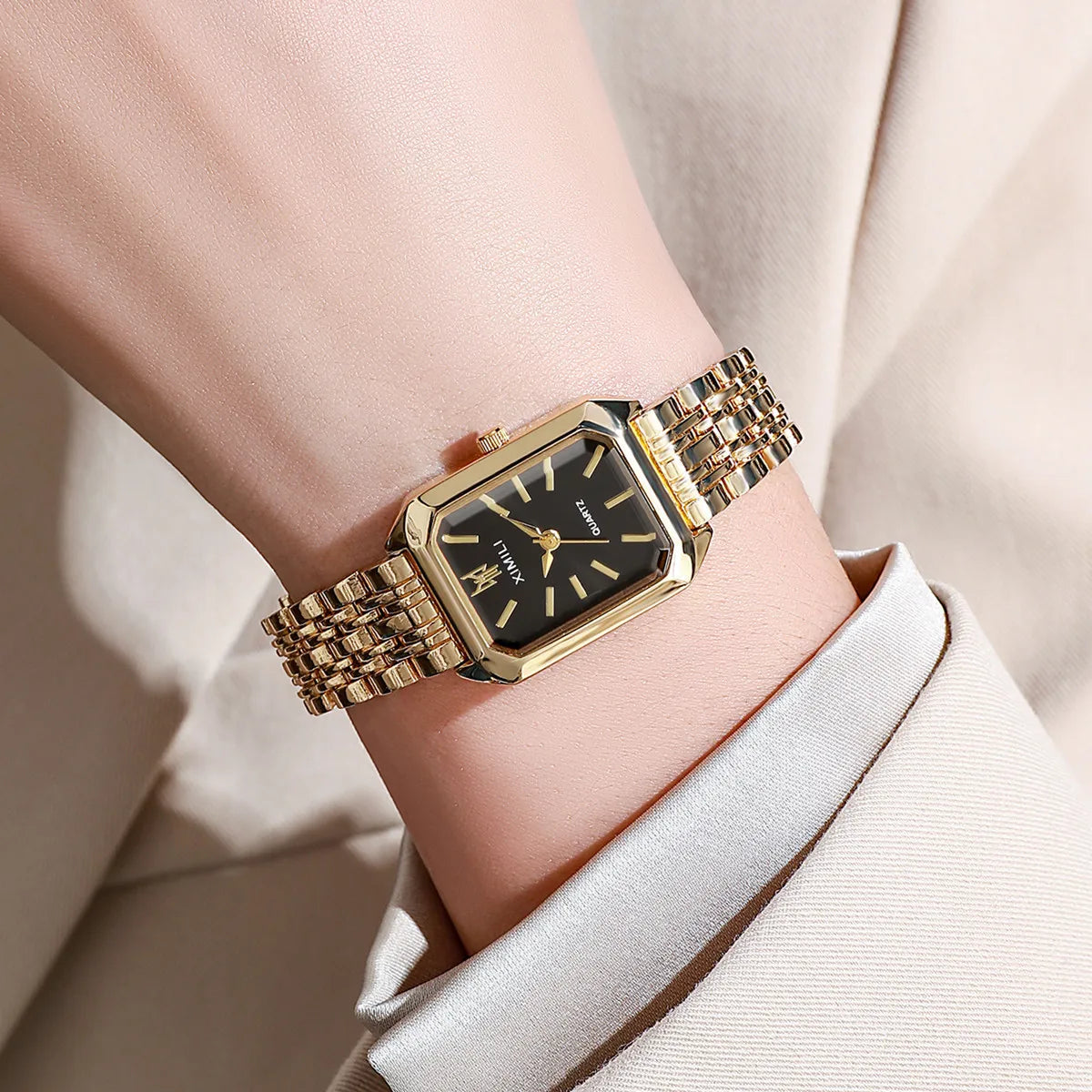 Fashion Quartz Watch Simple Scale Square