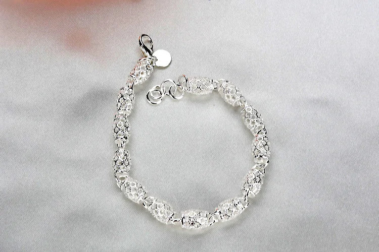 Sterling Silver Bracelet Zirconia Geometric Chain